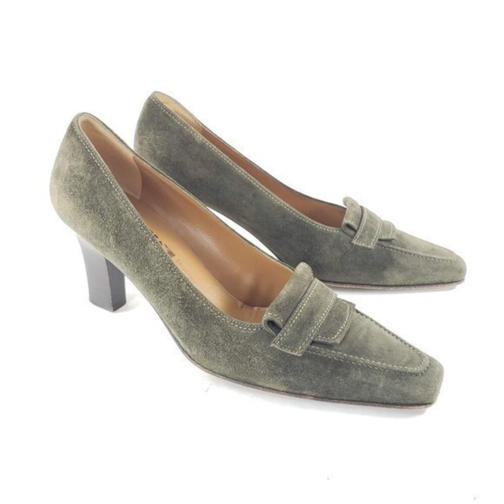 Salvatore Ferragamo suede  Green heels